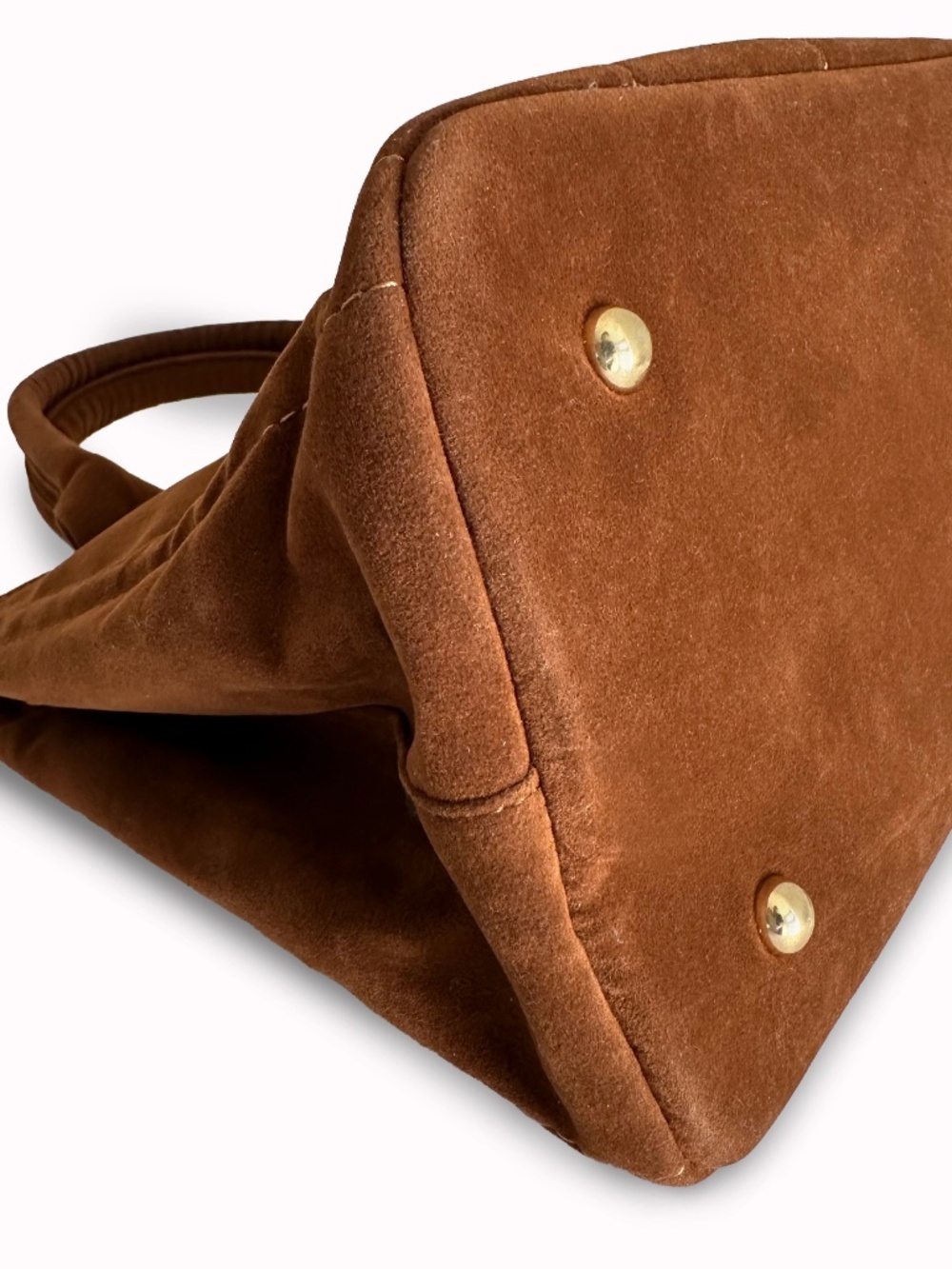 Vintage PRADA Milano Sienna Brown Suede Tote Bag – Made in Italy - Picture 12 of 15